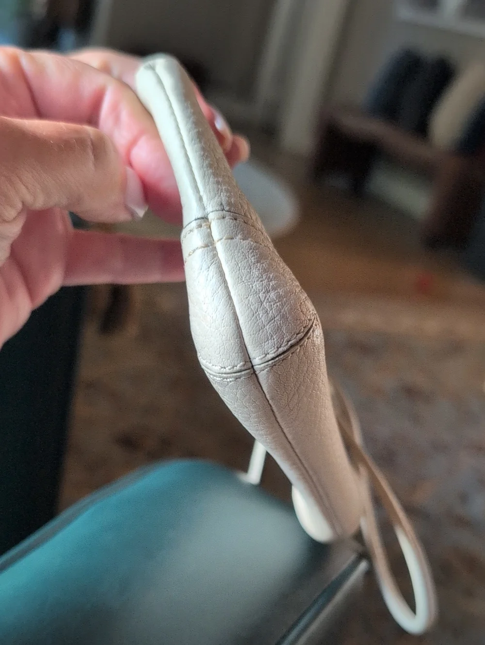 Coach Cream Pebbled Leather Wristlet with Hangtag